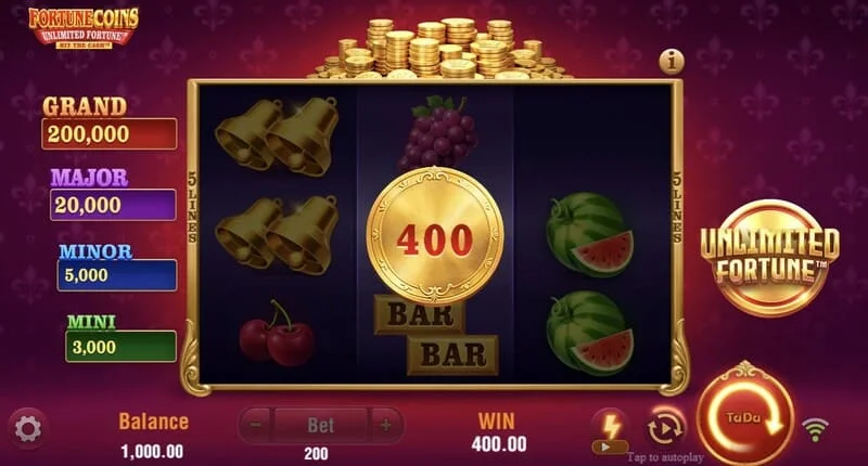 Fortune Coins Unlimited Fortune - ronda de monedas Lock & Respin con retención de monedas